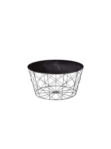 SalesFever Couchtisch rund Ø 80 cm Glasplatte Marmoroptik und Metallgestell in Schwarz