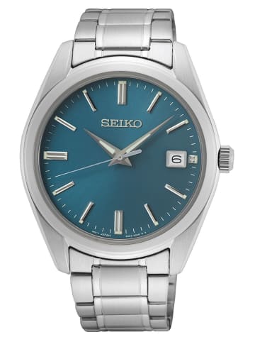 Seiko Herrenuhr Quarz mit Saphirglas Blau / Silber