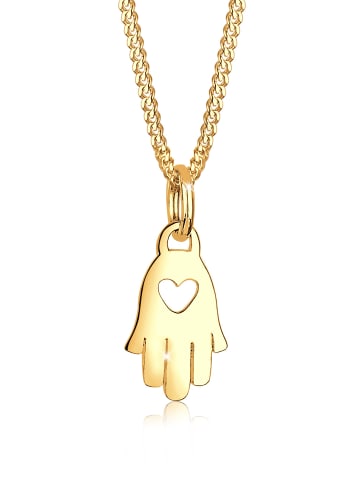 Elli Halskette 585 Gelbgold Hamsa Hand, Herz in Gold