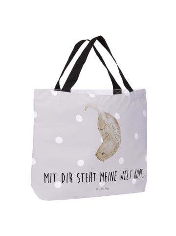 Mr. & Mrs. Panda Reisetasche Otter Kopfüber mit Spruch in Grau Pastell