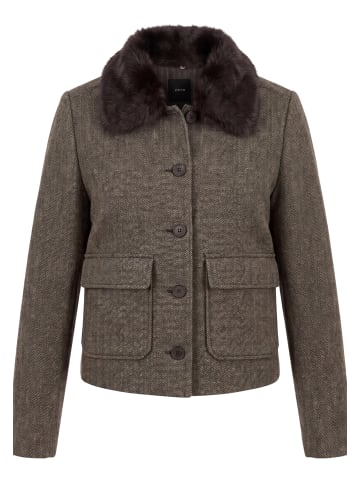 Zero Casual-Jacke mit Kunstfellkragen in Black/Beige