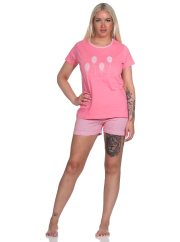 NORMANN Shorty kurze Pyjama Luftballon und print in pink