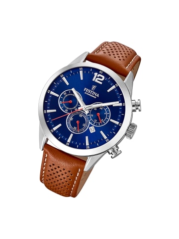 Festina Chronograph-Armbanduhr Festina Timeless Chronograph braun groß (ca. 44mm)