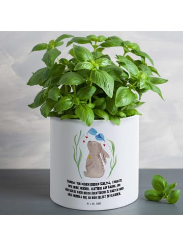 Mr. & Mrs. Panda Pflanzkübel Hase Blume mit Spruch in Weiß
