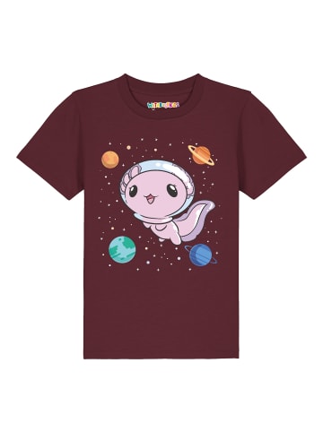wat? Apparel T-Shirt Axolotl in space in Weinrot
