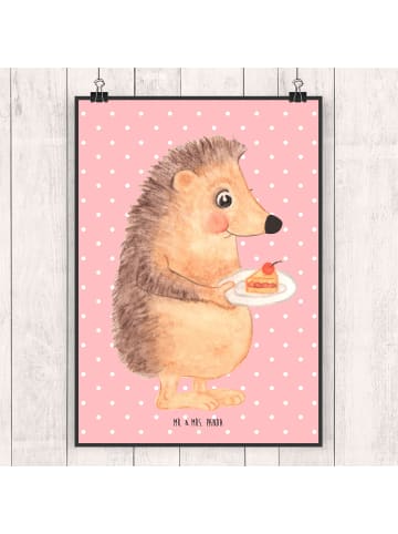 Mr. & Mrs. Panda Bild Igel Kuchenstück ohne Spruch in Rot Pastell