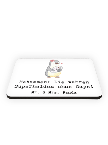 Mr. & Mrs. Panda Magnet Hebamme Superheld mit Spruch in Weiß