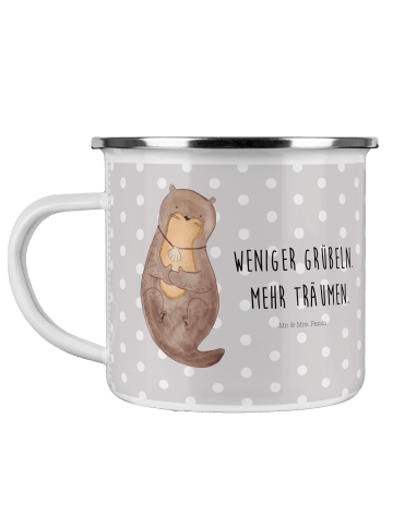 Mr. & Mrs. Panda Tasse Otter Muschel mit Spruch in Grau Pastell