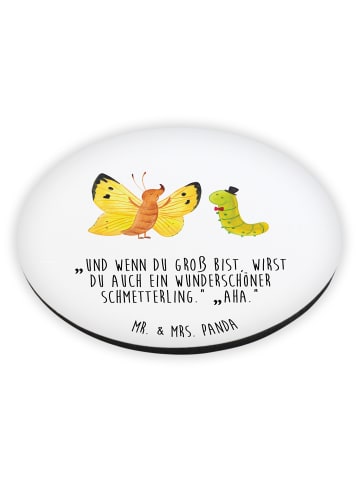 Mr. & Mrs. Panda Kühlschrankmagnet Raupe Schmetterling mit Spruch in Weiß
