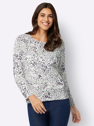 Sieh an! Langarmshirt in ecru-marine-bedruckt