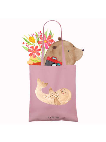 Mr. & Mrs. Panda Schultertasche Robbe Liegen ohne Spruch in Rosa Pastell