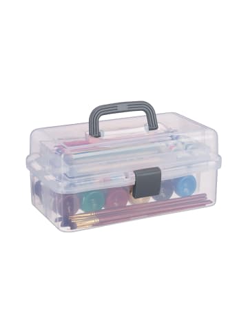 relaxdays Aufbewahrungsbox in Transparent/ Grau - (B)33 x (H)14,5 x(T)19 cm