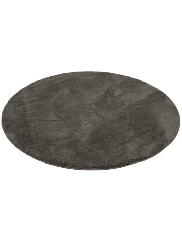 Pergamon Hochflor-Teppich Silky Rund in anthrazit