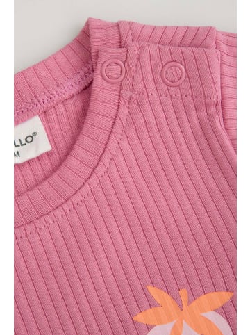 Coccodrillo Geripptes Body mit kurzen Ärmeln in rosa