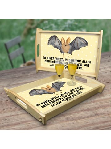 Mr. & Mrs. Panda Servierplatte Fledermaus Flügel mit Spruch in Gelb Pastell