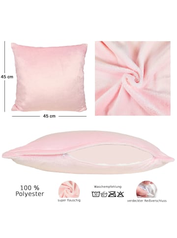 JACK 2er Set Teddy Flausch Kissen 45x45cm in Rosa