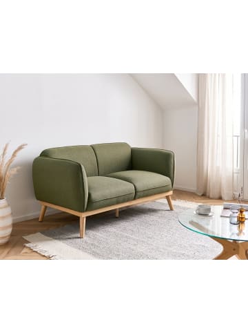 Beliani 2-Sitzer Sofa LJUNG in Grün/Braun - (W) 160 x (H) 82 cm