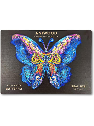ANIWOOD Puzzle Schmetterling S 100 Teile, Holz (18,0 x 14,0 x 0,5 cm) in Mehrfarbig