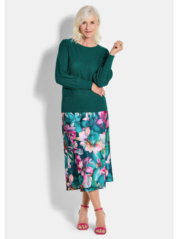 GOLDNER Eleganter glitzernder U-Boot-Pullover in smaragd