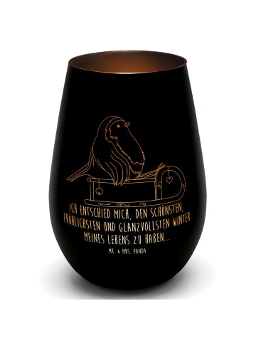 Mr. & Mrs. Panda Gold Windlicht Rotkehlchen Schlitten mit Spruch in Schwarz