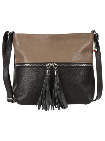 Florence Florence Umhängetasche Leder taupe, schwarz ca. 30cm