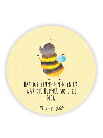 Mr. & Mrs. Panda Kühlschrankmagnet Hummel flauschig mit Spruch in Gelb Pastell