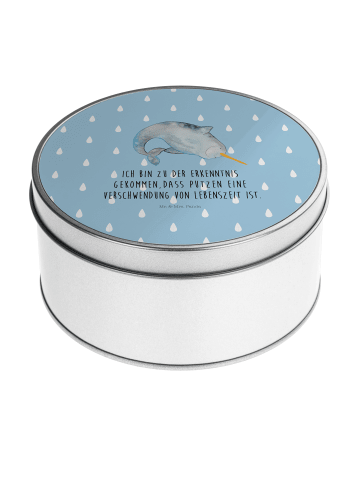 Mr. & Mrs. Panda Teedose Narwal mit Spruch in Blau Pastell