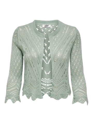 JACQUELINE de YONG Kurze Struktur Strickjacke 3/4 Arm Häkelspitze Cardigan JDYSUN in Mint