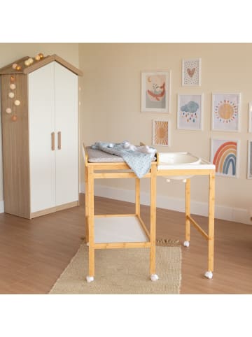 roba Style' Bade-Wickelkombi Grau, Holz natur, mit Wanne & Wickelauflage