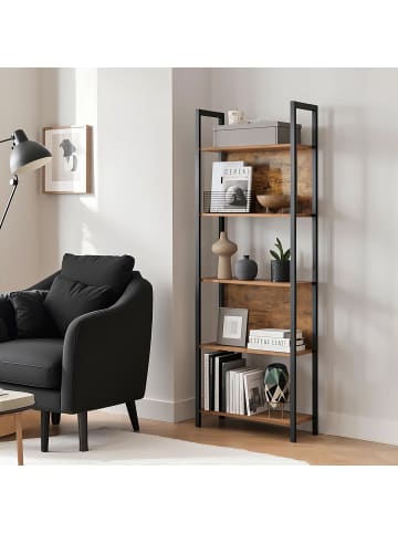 VASAGLE Bücherregal Barnet in Braun-schwarz - (B)62 x (H)165 x (T)24 cm