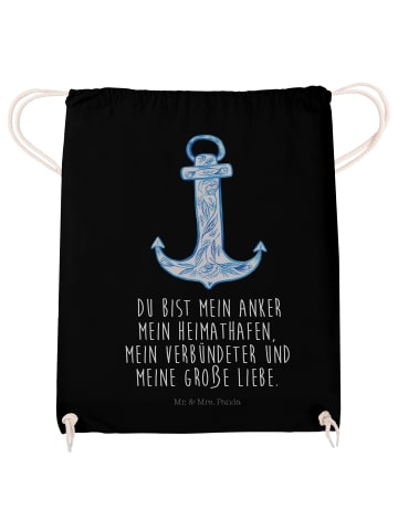 Mr. & Mrs. Panda Jutebeutel Anker Blau mit Spruch in Schwarz