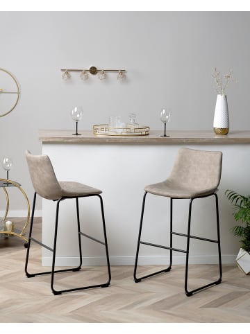 Beliani 2-tlg Barhocker FRANKS in Beige/Schwarz