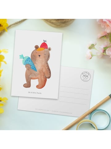 Mr. & Mrs. Panda Postkarte Bär Schultüte ohne Spruch in Weiß