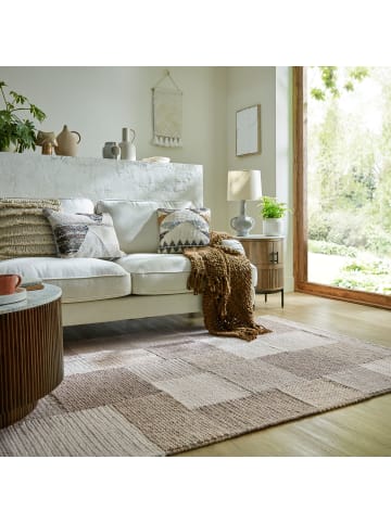 KADIMA DESIGN Teppich handgewebt Patchwork mit Multi-Struktur, wärmeisolierend in Beige