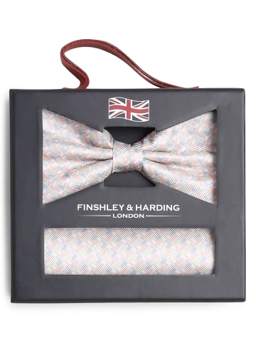 Finshley & Harding London Fliege und Einstecktuch in rosa hellblau