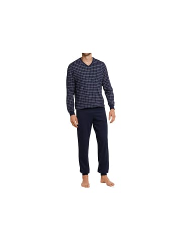 Schiesser Pyjama lang für Herren in blau in blau