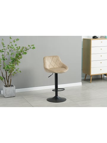 home24 home24 Barstuhl aus Metall und Textil im modernen Stil im 2er-Set in Beige