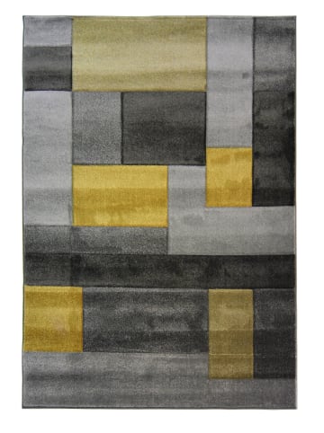 KADIMA DESIGN Geometrischer Teppich in aktuellen Trendfarben in Gelb-Grau