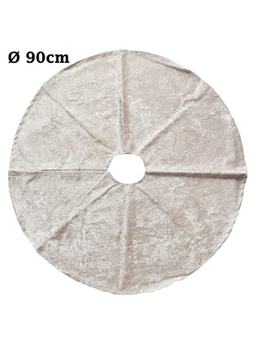 JACK Christbaumdecke Rund Ø 90cm Weihnachtsbaumdecke in Beige / Ornamente