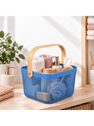 relaxdays Aufbewahrungskorb in Dunkelblau - (B)26x (H)17,5 x (T)24,5 cm