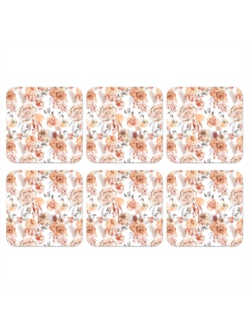 OnlyWow Glasuntersetzer 6er-Set Blumen