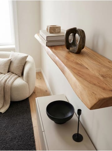 KADIMA DESIGN Wandregal mit Baumkante Massivholz 80 cm, Design Schweberegal