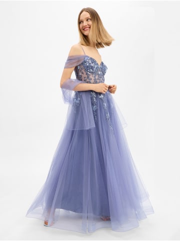 Unique Abendkleid in indigo - 0001
