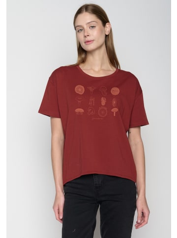 GreenBomb T-Shirt Bike Mushrooms 2 in Red Berry