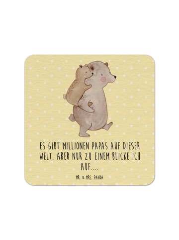 Mr. & Mrs. Panda Tassenuntersetzer Papa Bär mit Spruch in Gelb Pastell