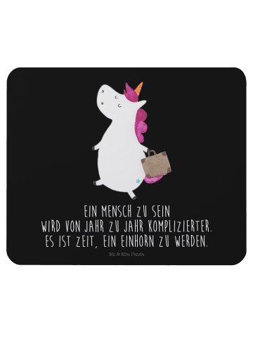 Mr. & Mrs. Panda Mauspad Einhorn Koffer mit Spruch in Schwarz