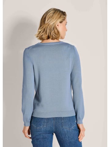 MADELEINE Schlichter Baumwollpullover mit Rundhals in rauchblau