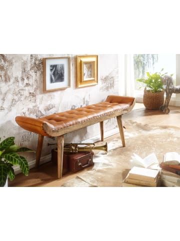 FineBuy Sitzbänk in Braun / Mango / 125x38x50