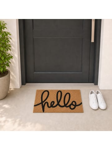 relaxdays Fußmatte "Hello" in Natur/ Schwarz - (B)60 x (T)40 cm