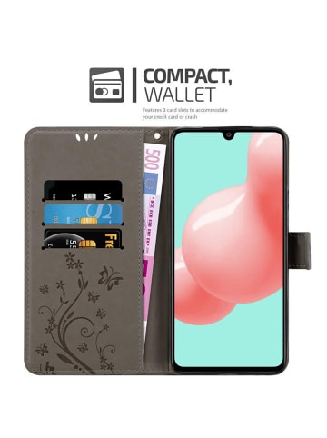 cadorabo Hülle für Samsung Galaxy A41 Blumen Design in FLORAL GRAU